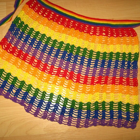 Gay Pride Rainbow Crochet Apron Small - Picture 3 of 5